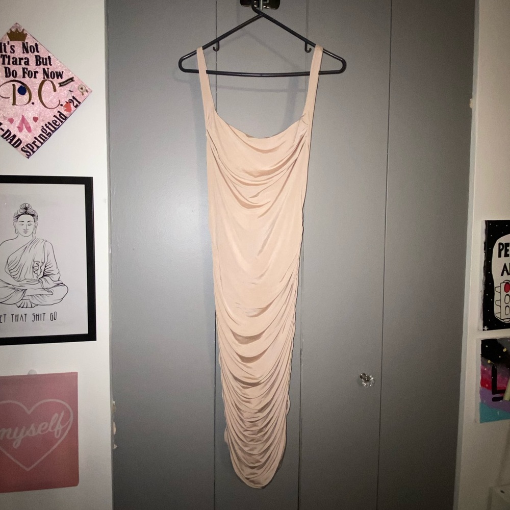 Must Be Loved Ruched Midi Dress- Fashion Nova